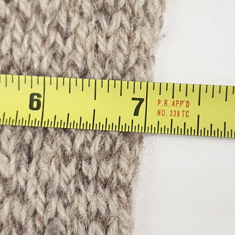 Beige Wool Scarf Hand Woven Rectangular with Frin… - image 7